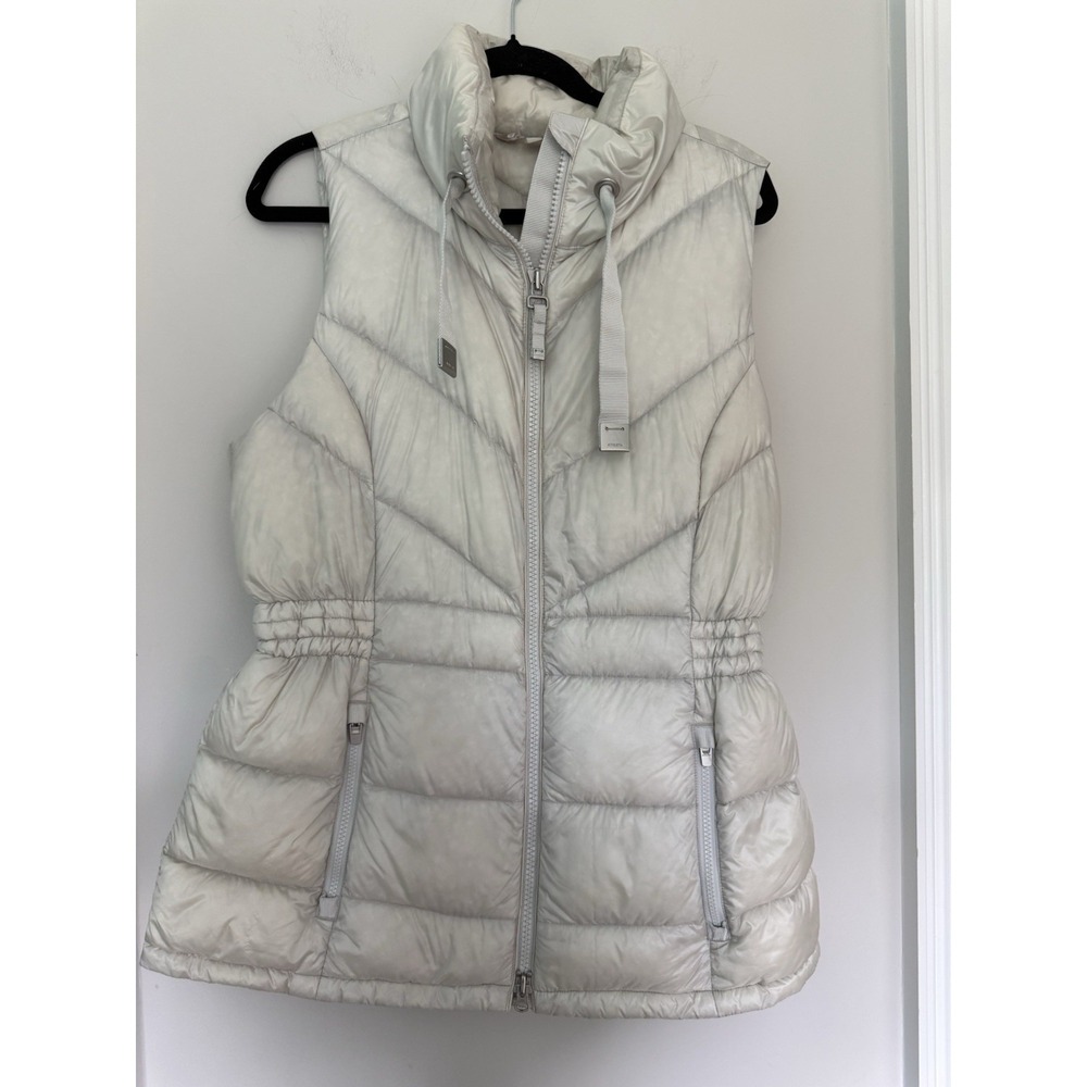 ATHLETA Banner Peak Puffer Vest Womens Sz L Goose Down Ivory Gorpcore